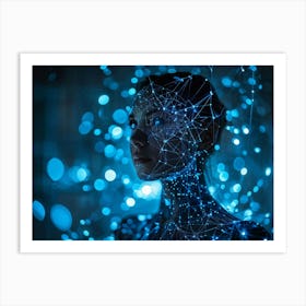 Cybernetic Abstract Network Portrait Envisioning A Futuristic Web Of Connections Where Luminous Dot (1) Art Print