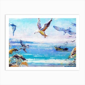 Sandy Shores and Soaring Birds Art Print