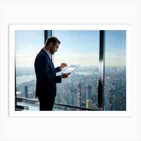 Businessman Looking At A Tablet Art Print