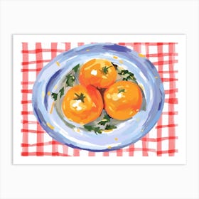 A Plate Of Bell Peppers, Top View Food Illustration, Landscape 1 Art Print