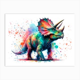 Triceratops dinosaur in watercolor 1 Art Print