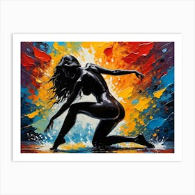  Naked woman silhouette with abstract background - Acrylic oil painting #3 Art Print