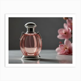 Perfume Bottle With Flowers Art Print