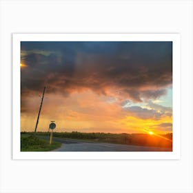 Sunset Over A Road Art Print