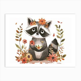 Little Floral Raccoon 2 Art Print