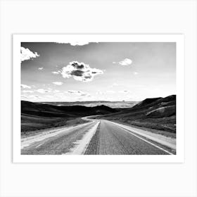 Black and White Open Road and Mountains Art Print