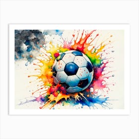 Soccer ball in watercolor Art Print