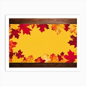 Banner Featuring A Seamless Pattern Of Oak And Maple Leaves Brilliant Shades Of Yellow And Orange E (2) Art Print