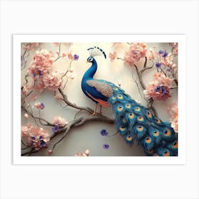 Peacock On Branch 1 Art Print