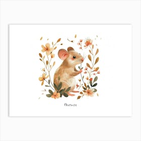 Little Floral Mouse 1 Poster Art Print