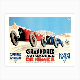 1932 Nimes Grand Prix French Racing Poster Art Print