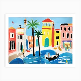 Venice Italy Cute Watercolour Illustration 1 Art Print