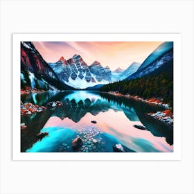 Sunset Mountain Lake Art Print