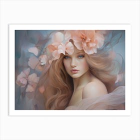 Girl With Flowers Art Print