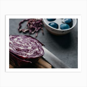 Red Cabbage On A Cutting Board Art Print