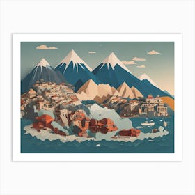 Town In The Mountains Art Print