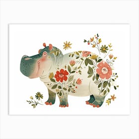 Little Floral Hippopotamus 3 Art Print