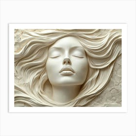 3d Relief of Serene Woman's Face Art Print