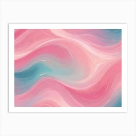 Abstract Background With Flowing, Wavy Lines In Shades Of Pink And Blue, Resembling An Agate Slice Or Marble Texture Art Print