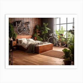 Bedroom With Bicycles Art Print