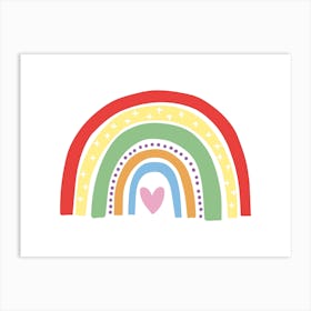 Rainbow With Heart Landscape Art Print