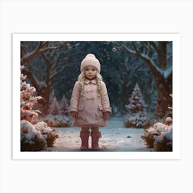 Little Girl In Snow Art Print