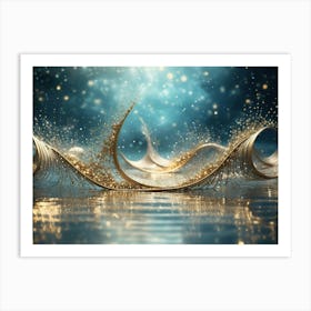 Sparkling golden waves in the sea 12 Art Print