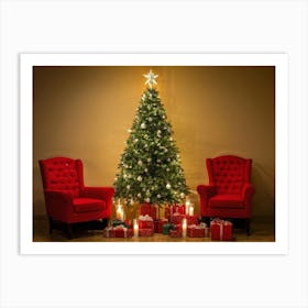 Christmas Tree Illuminated Season Home Background Holiday Merry Magic Fire Celebration Hou (22) Art Print