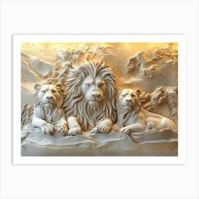 3d Lions Art Print