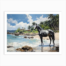 A Horse Oil Painting In Anse Cocos, Seychelles, Landscape 4 Art Print