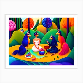 Foxy Ladies Having a Picnic Art Print