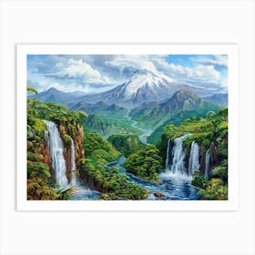 Waterfalls In The Jungle 2 Art Print