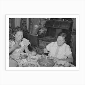 Mrs, Browning And Her Daughter Eating Dinner, This Family Does Much Canning In Line With Fsa (Farm Security Art Print