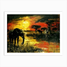 Africa Sunset. Livingroom, bedroom decor Art Print