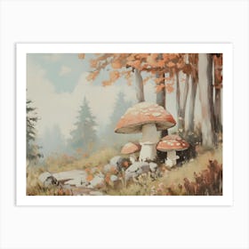 Mushrooms In The Woods Art Print