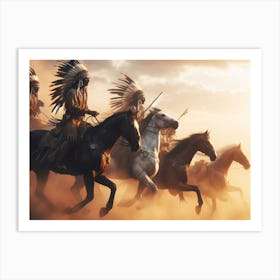 Apaches riding on horses Art Print