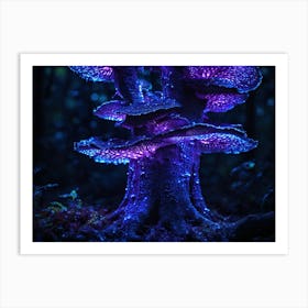 Ai Purple Bioluminescent Fungus On Tree 022203 Art Print