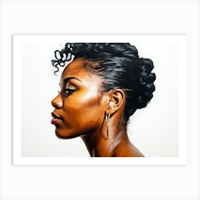 Side Profile Of Beautiful Woman Oil Painting 107 Art Print