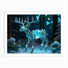 Bioluminescent Firefly Robot With Whimsical Delicate Features Fused With An Iridescent Teal Deer L (1) Art Print