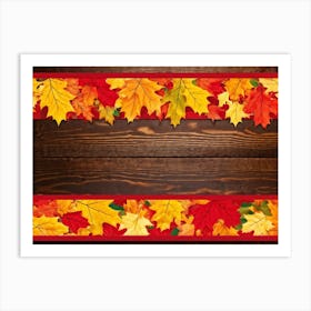 Banner Featuring A Seamless Pattern Of Oak And Maple Leaves Brilliant Shades Of Yellow And Orange E (5) Art Print