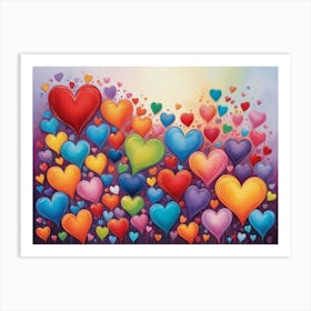 Colorful Hearts Art Print