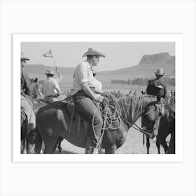 Cowboy At Bean Day Rodeo, Wagon Mound, New Mexico By Russell Lee Art Print