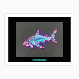 Neon Red Mako Shark 5 Poster Art Print