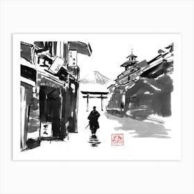 Samurai In The City Art Print