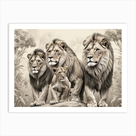 Default Beautiful Lions 3d Relief Wallpaper Mural Wallpaper Wa 2 Art Print