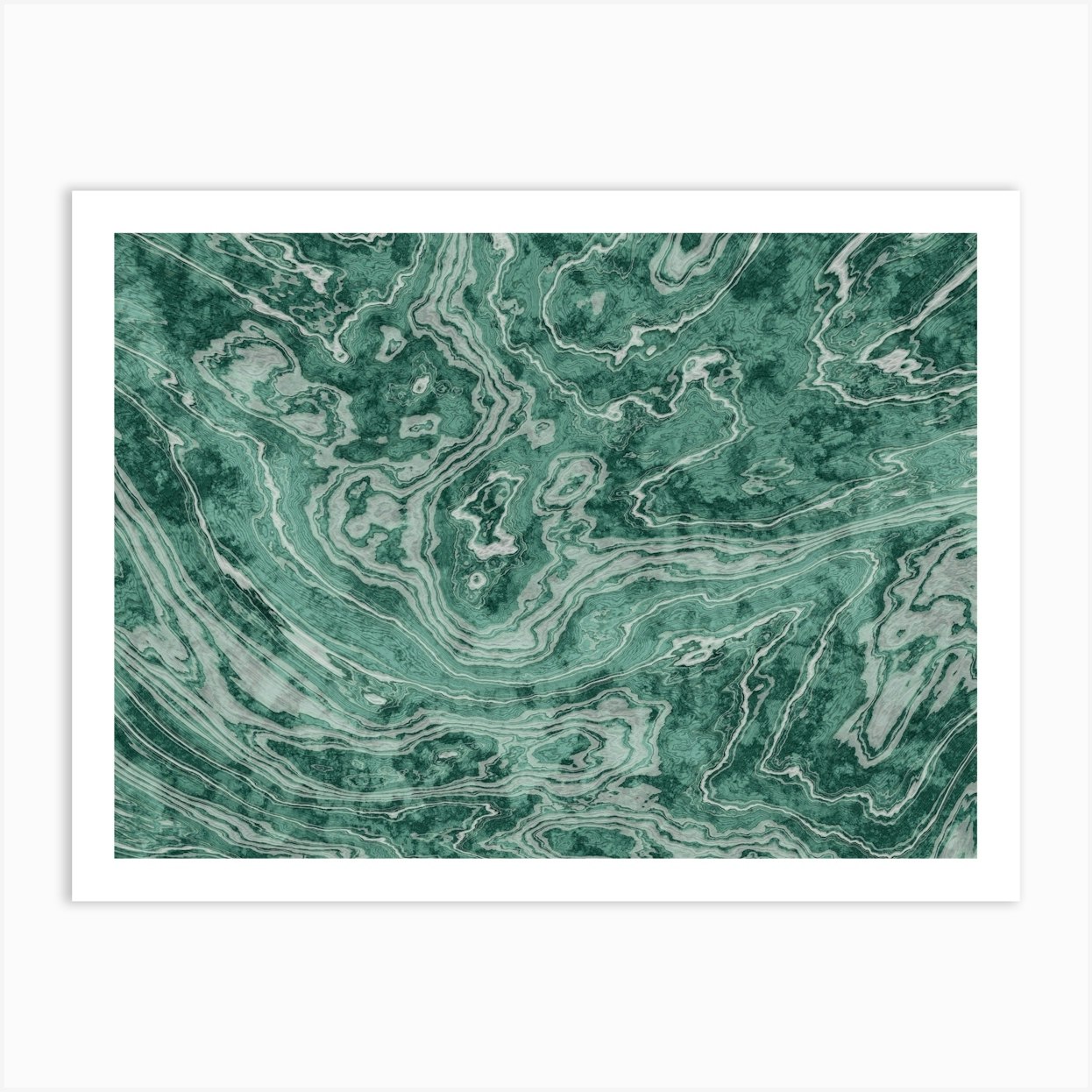 Jade Green Marble Texture Art Print by Amini54