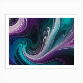 Swirling Liquid Marble Background With Pink, Blue, Purple And White Paint Art Print