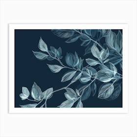 Blue Leaves 23 Art Print