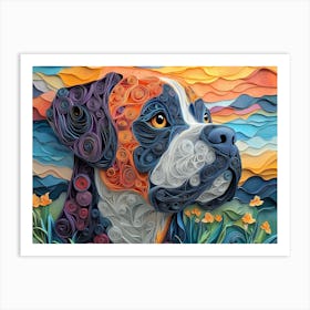 Mastiff Paper Quilling Dog Portrait Art Print