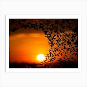 Ant Colony Cooperating Harmoniously Silhouetted Against A Radiant Sunset Amber And Crimson Hues Me Art Print